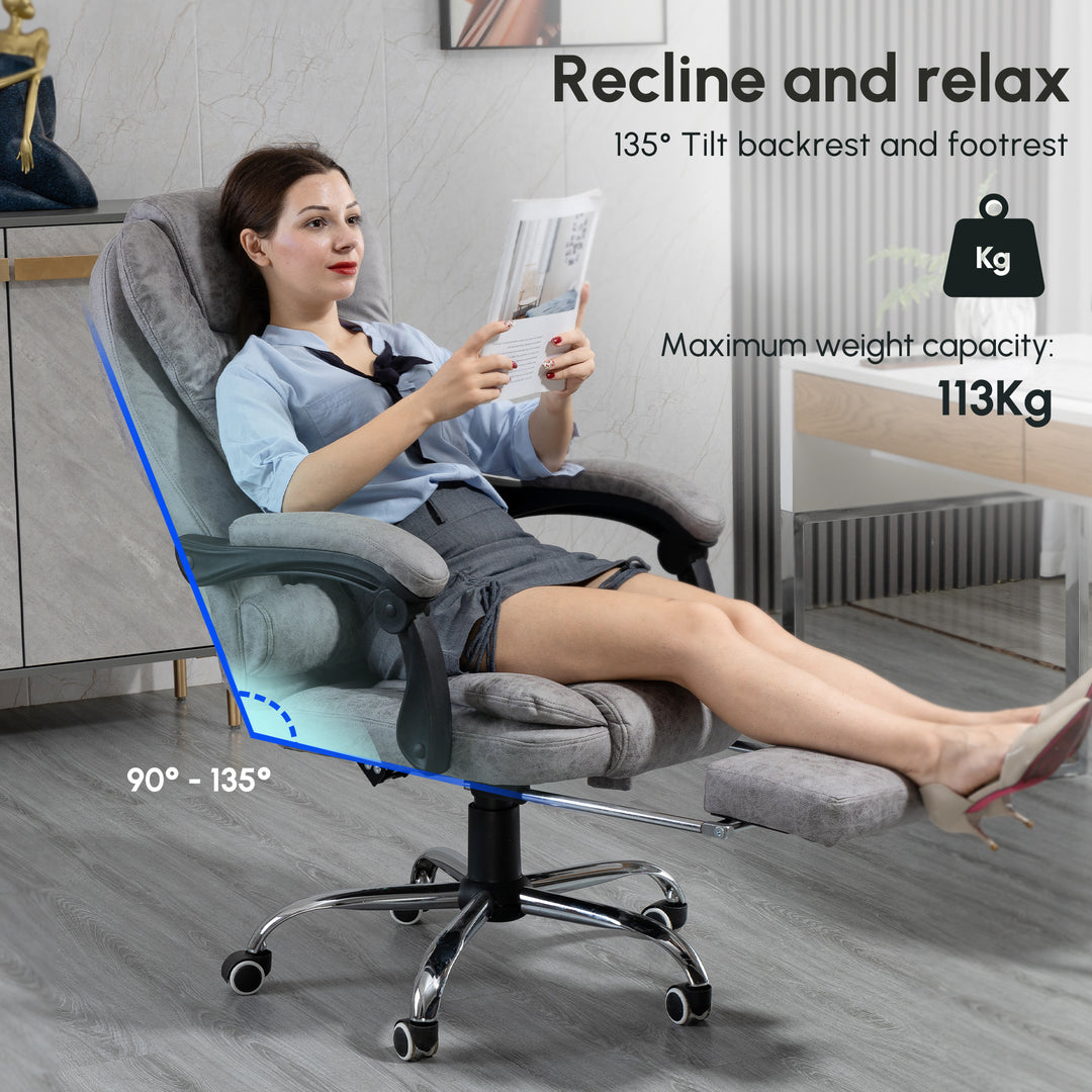 Heated 6 Points Vibration Massage Executive Office Chair Adjustable Swivel Ergonomic High Back Desk Chair Recliner with Footrest Grey
