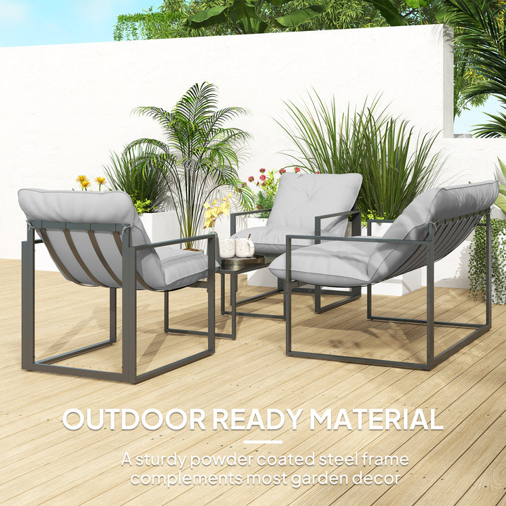 Four-Piece Relaxed Back Garden Dining Set - Black/Light Grey