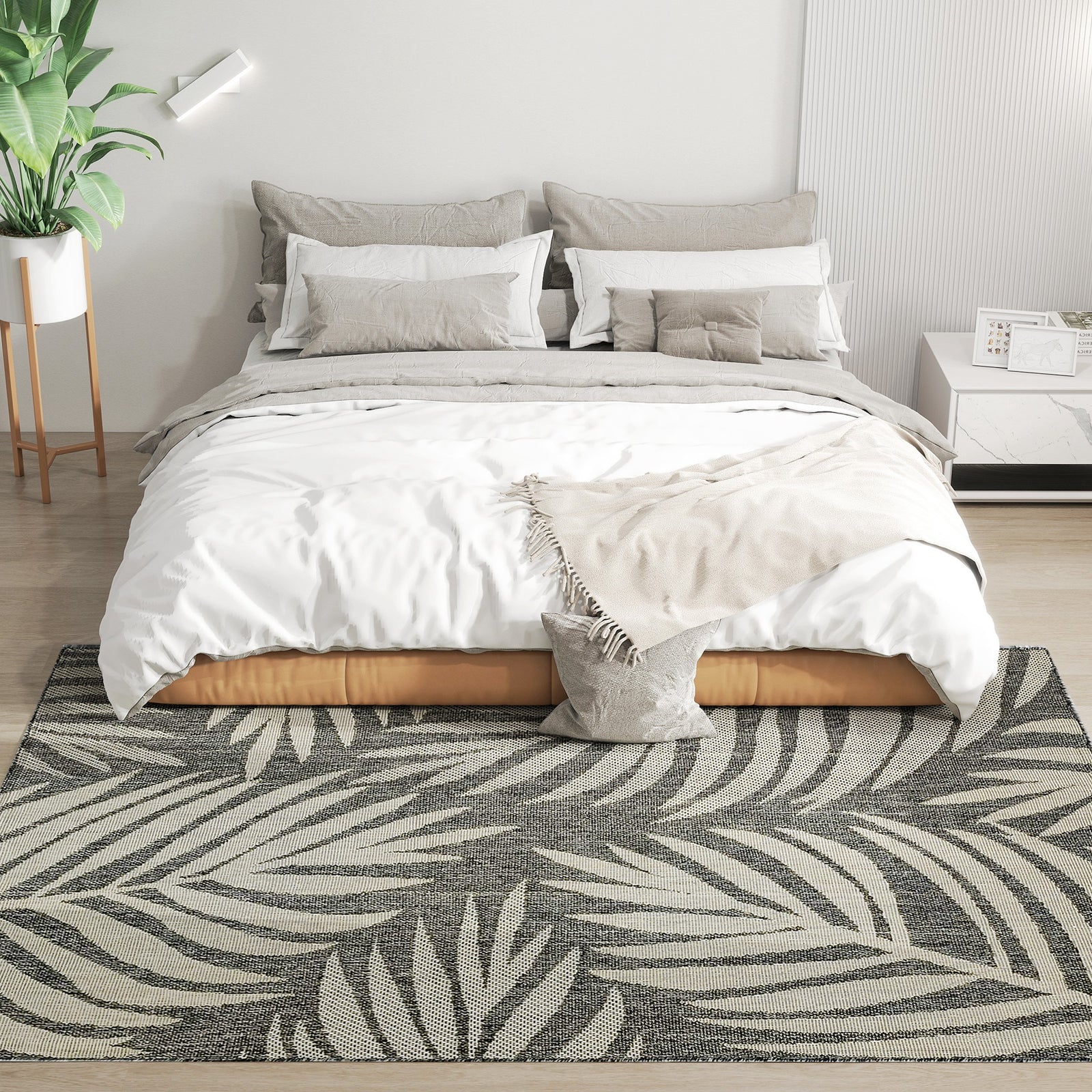 UV Resistant Indoor & Outdoor Area Rug, Easy-Cleaning Machine Washable Rug for Patio, Garden, Kitchen, Bathroom or Living Room, 230 x 160 cm, Grey