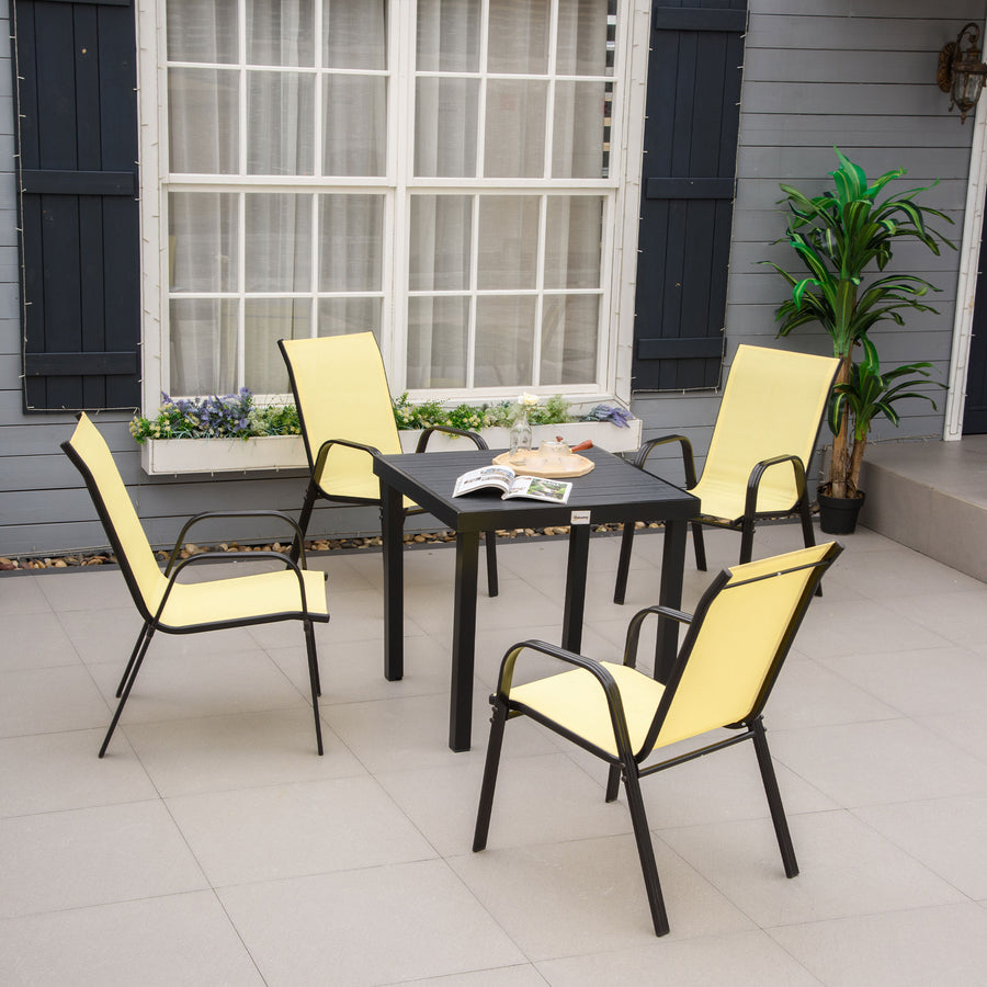 Set of Four Stackable Mesh Seat Chairs - Beige