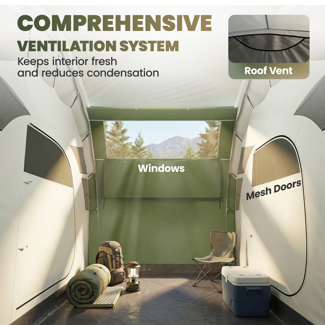 Inflatable Tent 2 Bedroom Tunnel Design Windproof Air Tent with Carry 