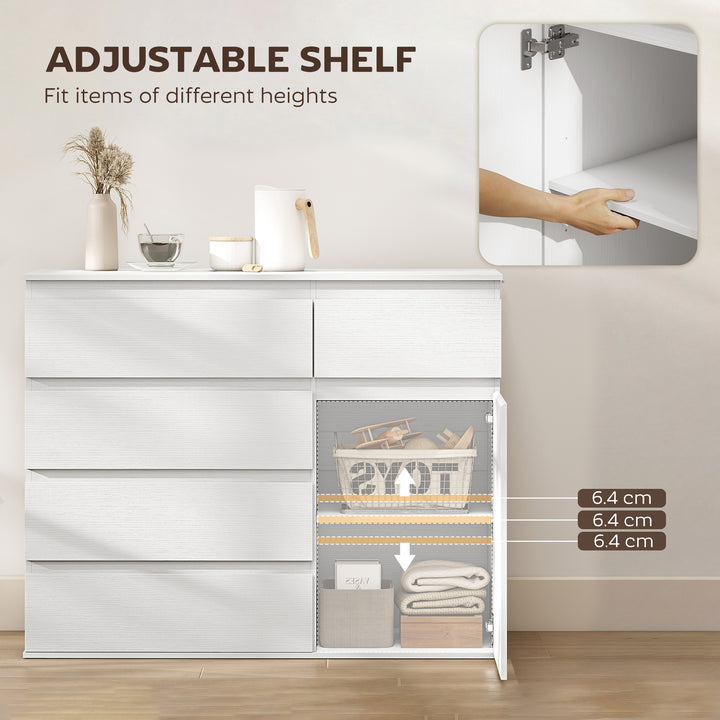 Modern Chest Of Drawers, 5 Drawer Dresser with Adjustable Shelf, Soft-