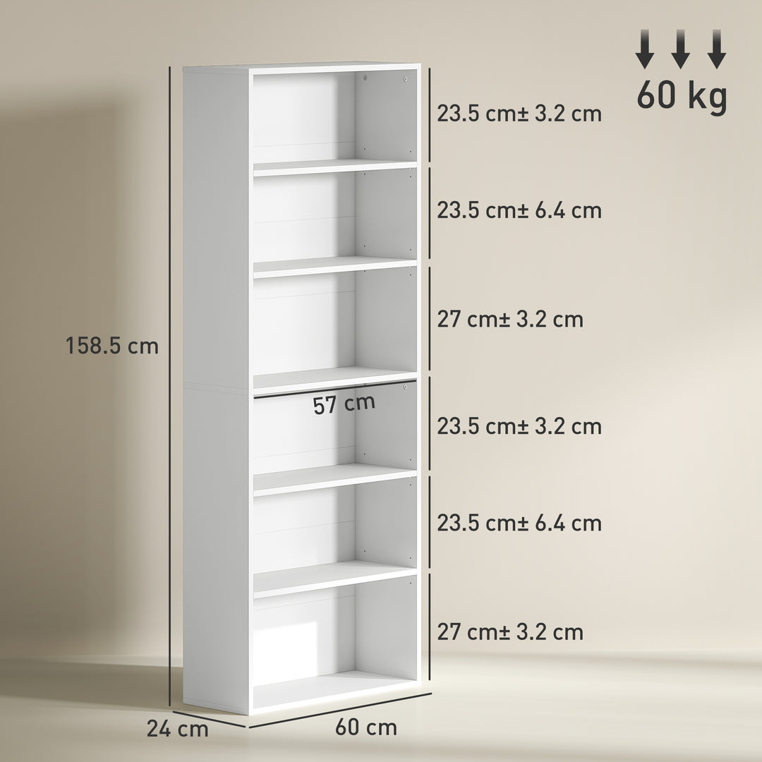 Six Shelf Bookcase - White