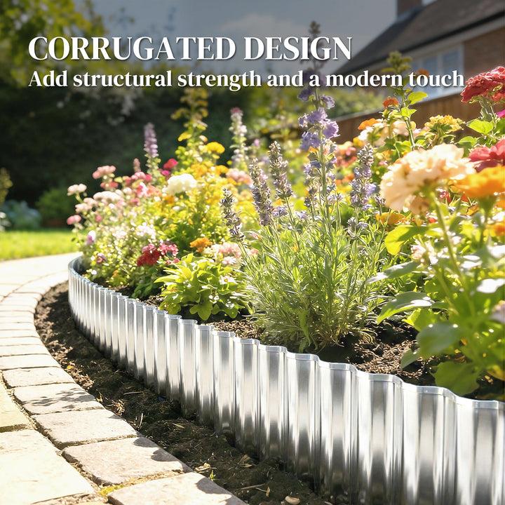 Metal Garden Edging Border, 8 in x 21.3 ft Corrugated Heavy Duty Galva