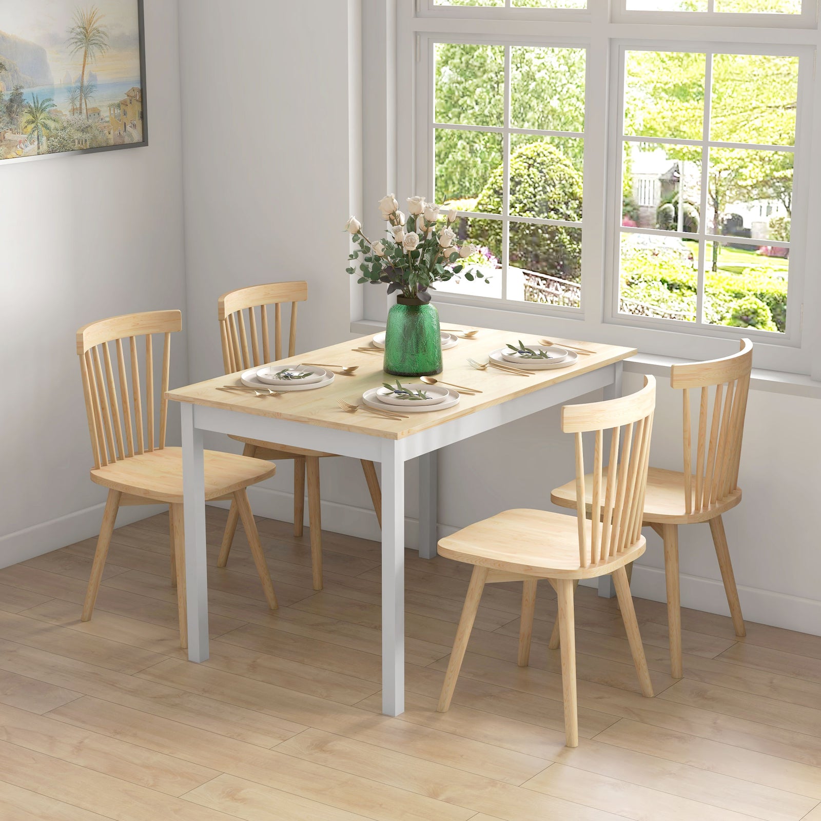 Four-Seater Farmhouse-Style Wooden Table