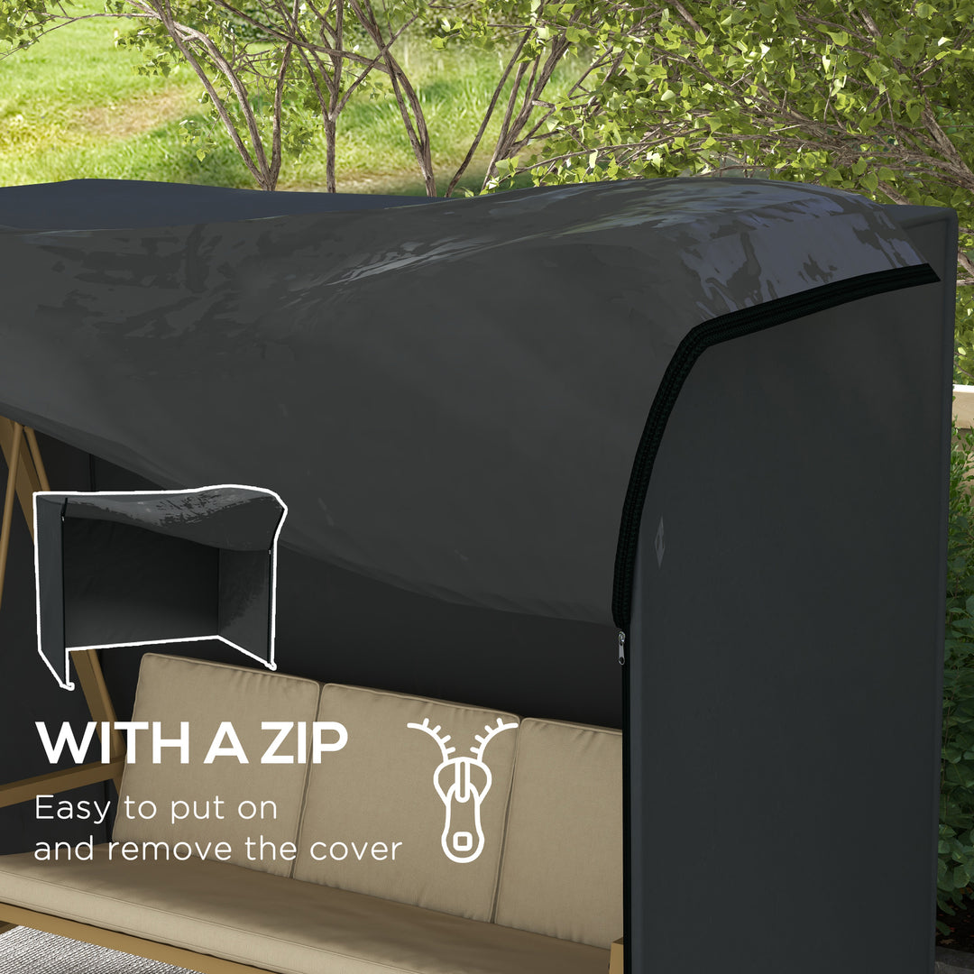 220 x 125cm Three-Seater Swing Chair Protective Cover - Black