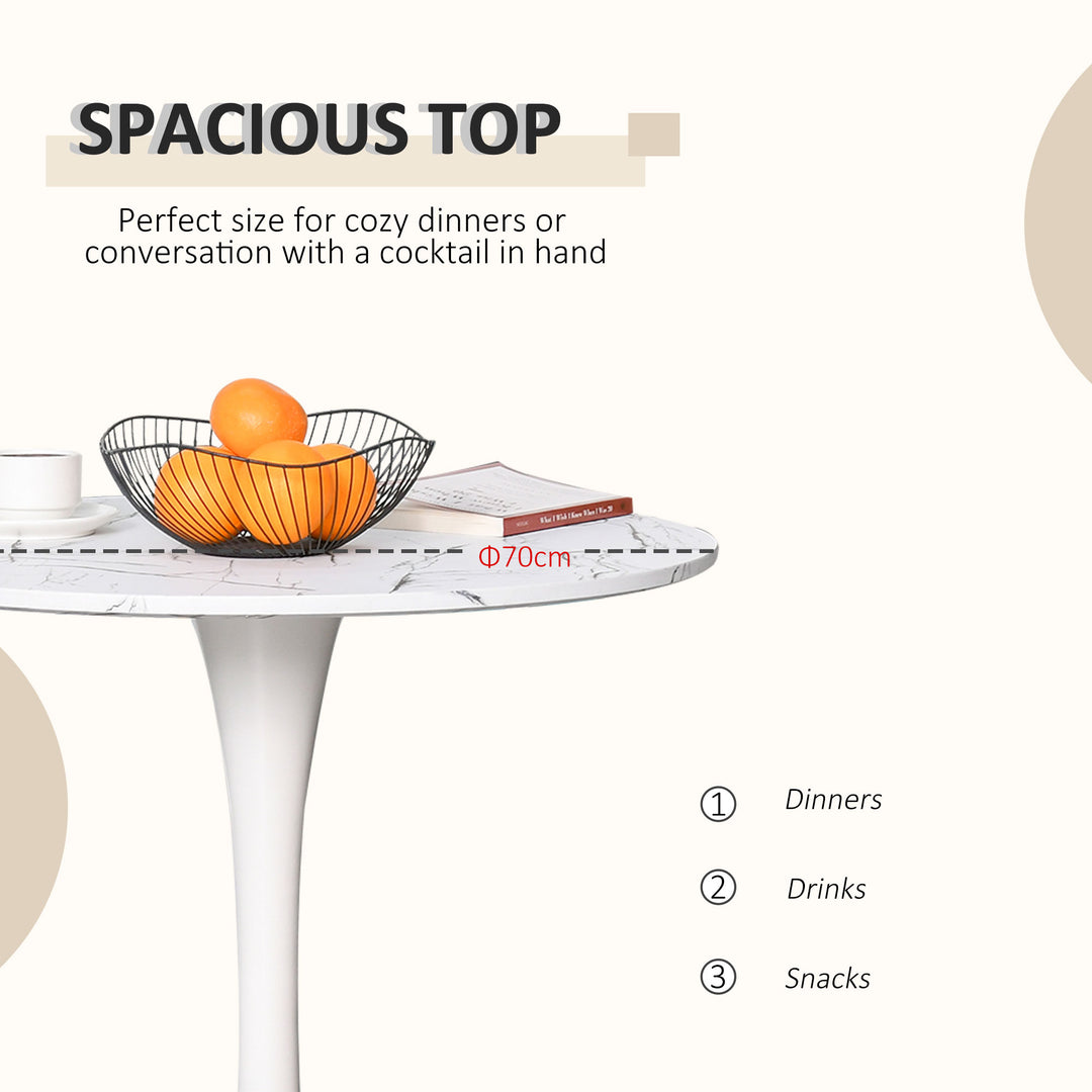 MCL Modern Round Dining Table Leisure Coffee Bistro Table with Metal Base for Kitchen & Dining Room White