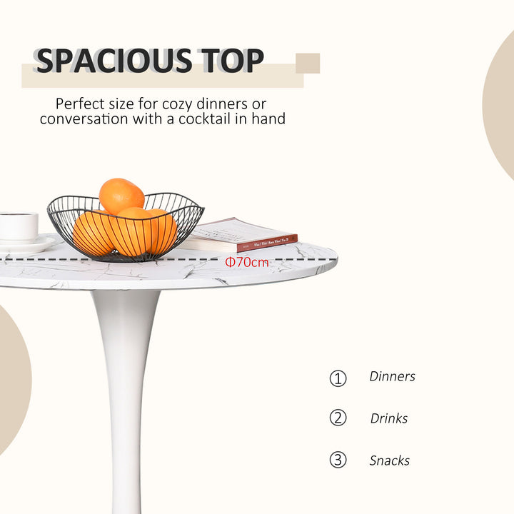 MCL Modern Round Dining Table Leisure Coffee Bistro Table with Metal Base for Kitchen & Dining Room White