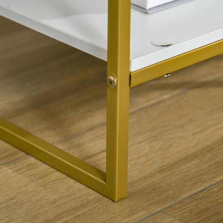 Bedside Table Set of 2, Modern Side Tables with Drawer and Shelf, Nightstands for Bedroom, White