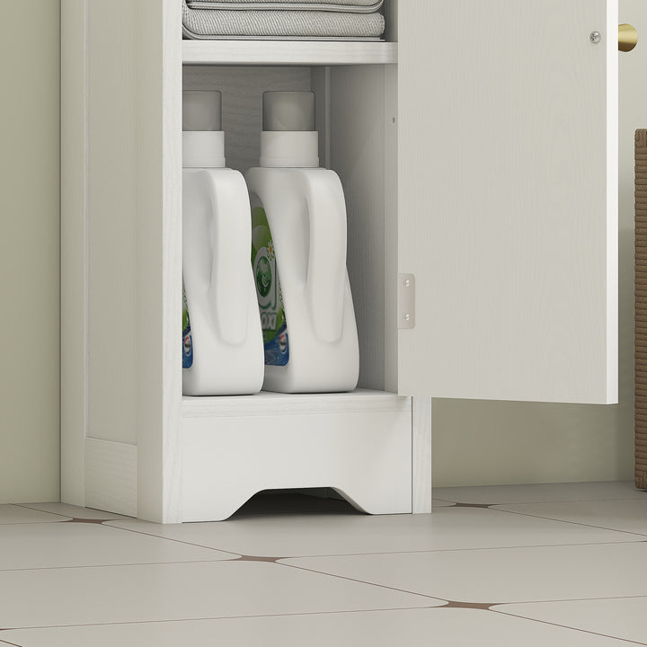 Small Bathroom Storage Cabinet with Toilet Roll Holder - White