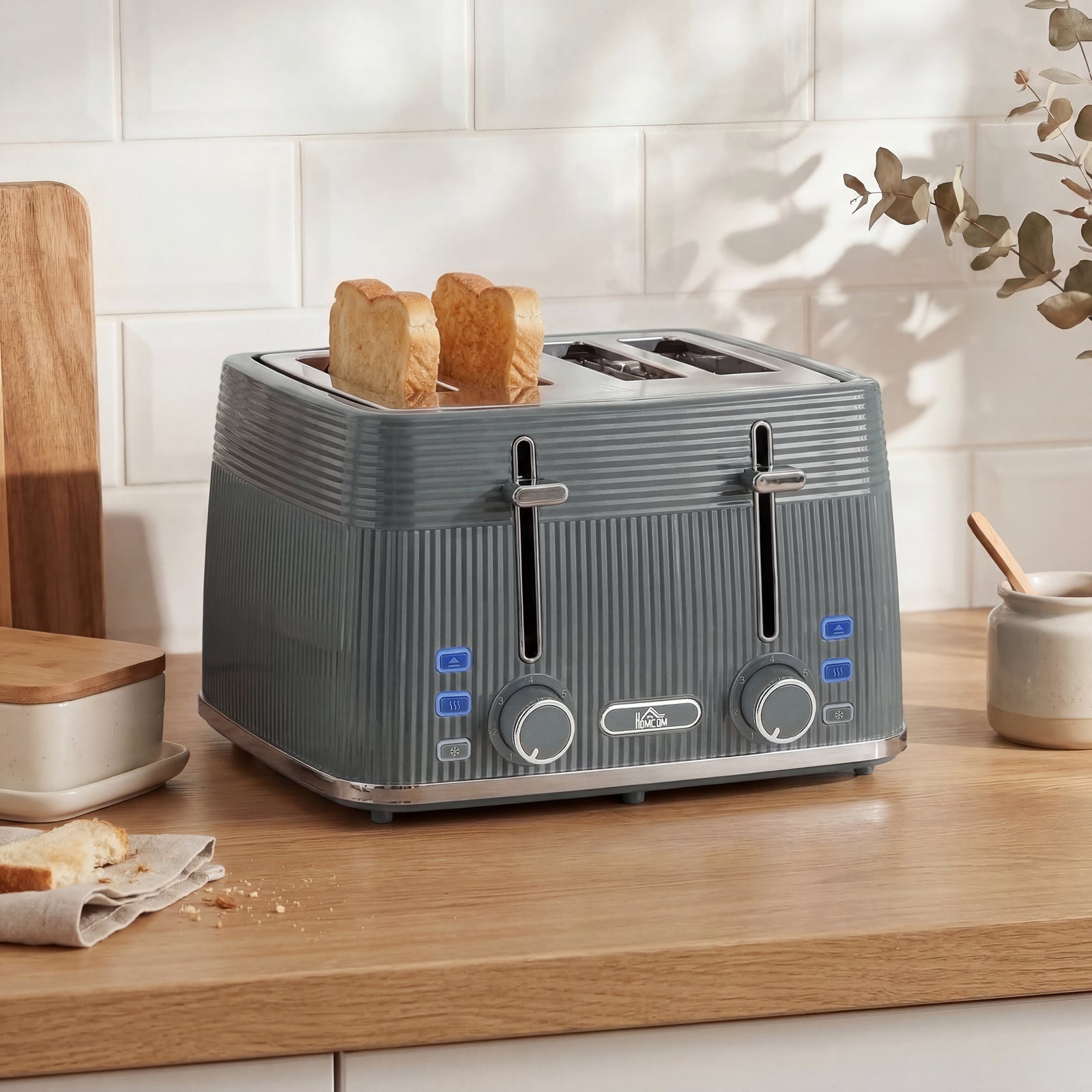 4 Slice Toaster with 7 Browning Levels, Bread Toaster with Removable C