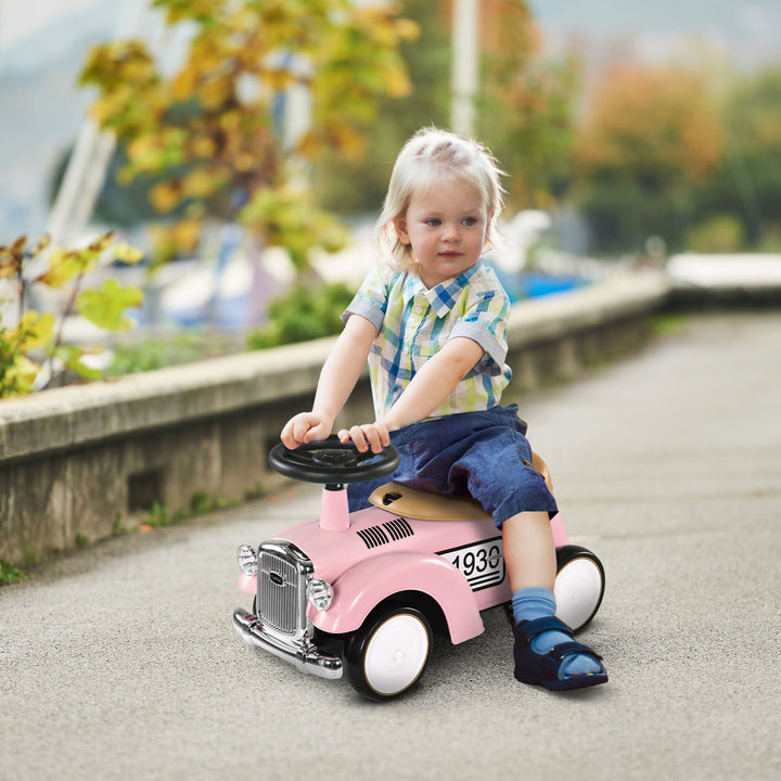 AIYAPLAY Foot To Floor Slider for Toddlers with Under Seat Storage Ride on Sliding Car with Horn Aged 12-36 Months Pink | Aosom UK