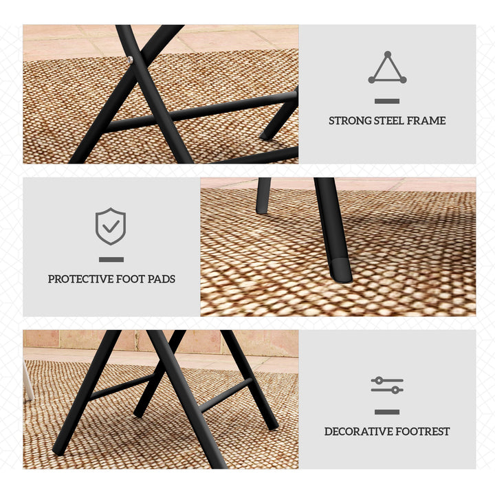 3 Pieces Outdoor Bistro Set, Glass Top Outdoor Table and 2 Folding Cha