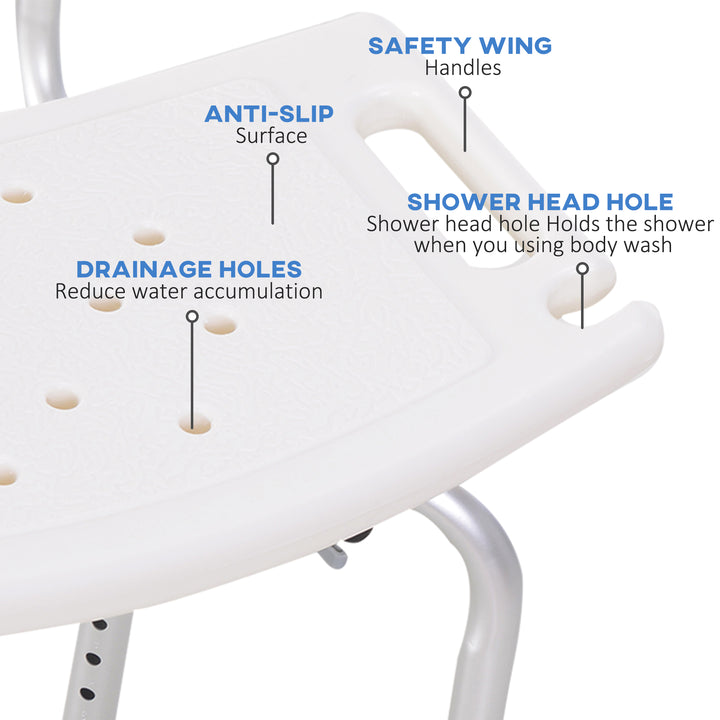 HOMCOM Adjustable Bath Perch: Secure Shower Stool for Elderly Care, Bathroom Safety Aid | Aosom UK