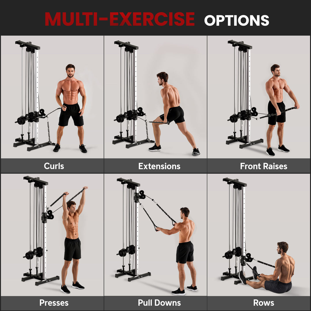 MCL Wall Mount Cable Machine, 15 Positions Adjustable Cable Crossover Machine Dual Pulley System for Home Gym