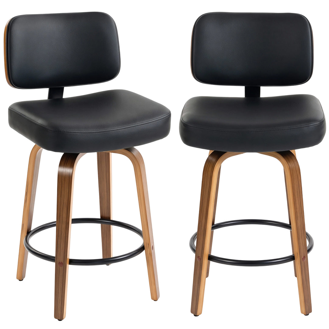 Bar Stools 360° Swivel Breakfast Bar Stools Padded PU Seat Footrest
