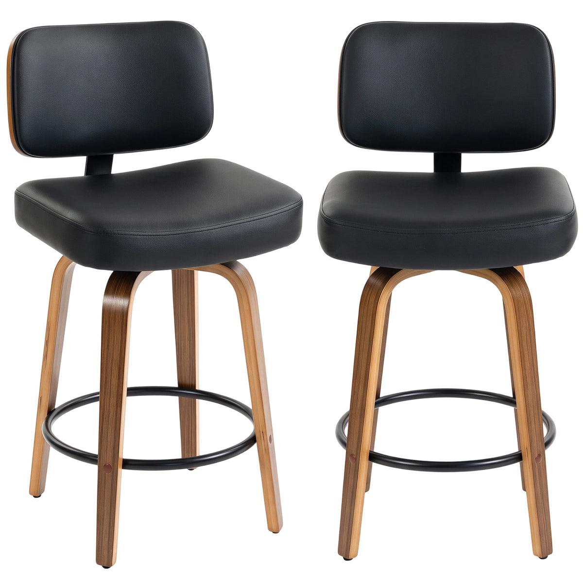 Bar Stools 360° Swivel Breakfast Bar Stools Padded PU Seat Footrest