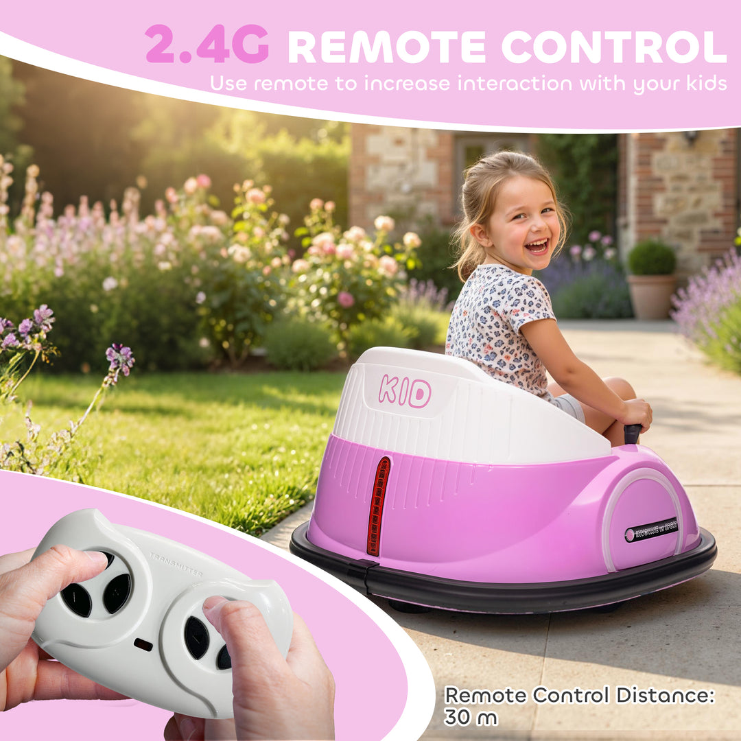 360° Rotation Kids Bumper Car, 12V Waltz Car with Remote Control, Dual