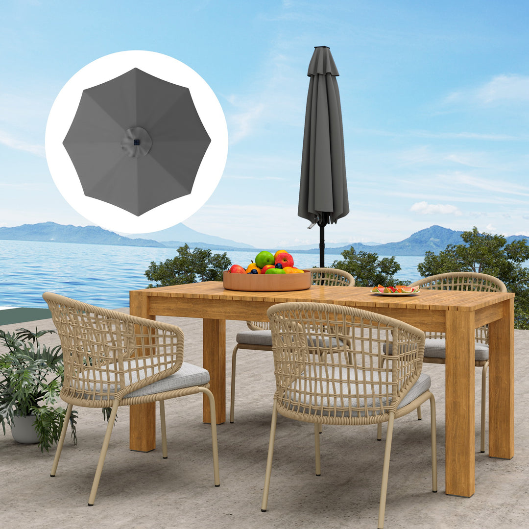 3 m Replacement Parasol Canopy with Top Vent, UPF 50+ Garden Parasol Replacement Canopy, 8 Rib Parasol Cover Replacement Fits Various Frames, Grey