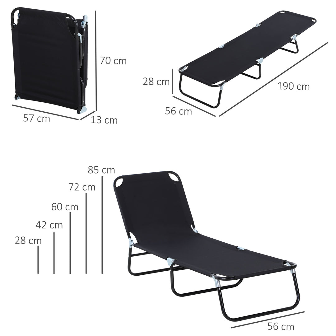 Outsunny 2 Pieces Foldable Sun Lounger Set With 5