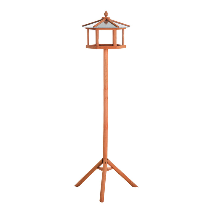 PawHut Portable Wooden Bird Feeder Station with Stand for Outdoor Use, Ideal for Garden, Patio, or Balcony | Aosom UK