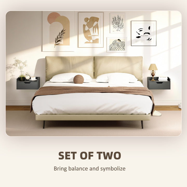 Floating Nightstands Set of 2, Wall Mounted Bedside Table with Drawer 