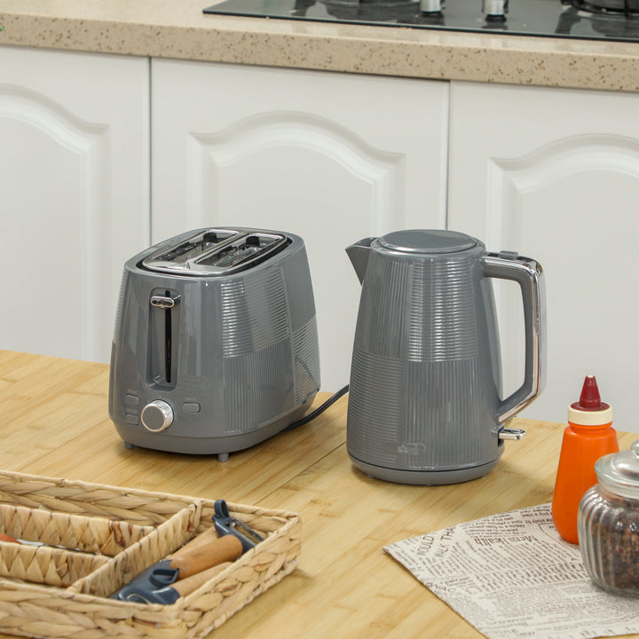 Kettle and Toaster Set, 1.7L 3000W Fast Boil Kettle &amp; 2 Slice Toaster Kitchen Set with 7 Level Browning Controls, Defrost, Reheat, Boil-dry Protection