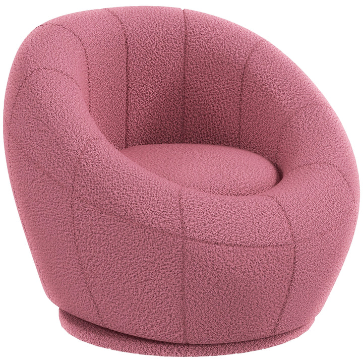 Modern Accent Chair, Swivel Upholstered Armchair for Living Room, Bedroom, Home Office, Pink