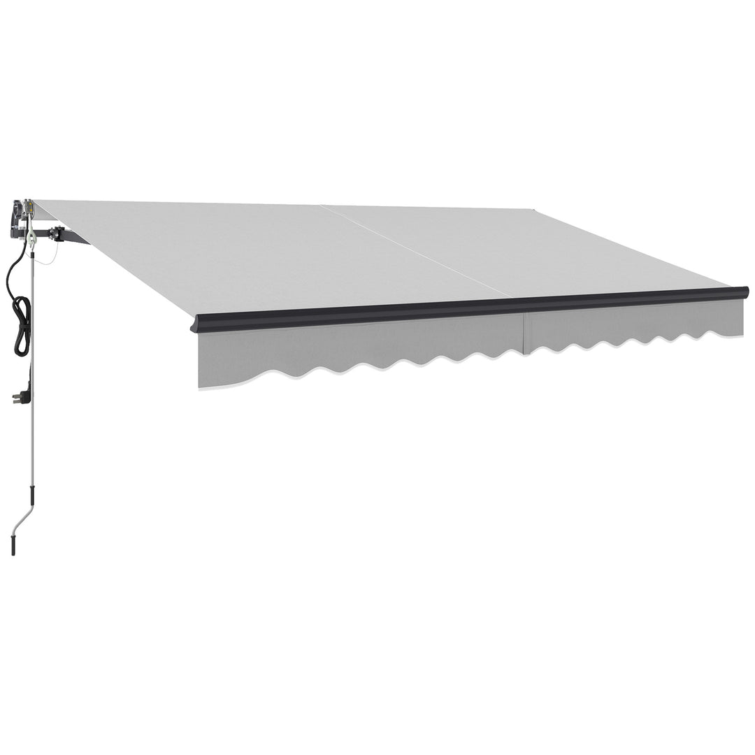 3.5 x 3(m) Electric Awning with Remote Controller, Aluminium Frame DIY Retractable Awning, UPF30+ Sun Shade Canopy for Garden Patio Deck Door Window, Light Grey