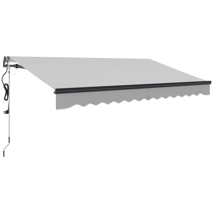 3.5 x 3(m) Electric Awning with Remote Controller, Aluminium Frame DIY Retractable Awning, UPF30+ Sun Shade Canopy for Garden Patio Deck Door Window, Light Grey