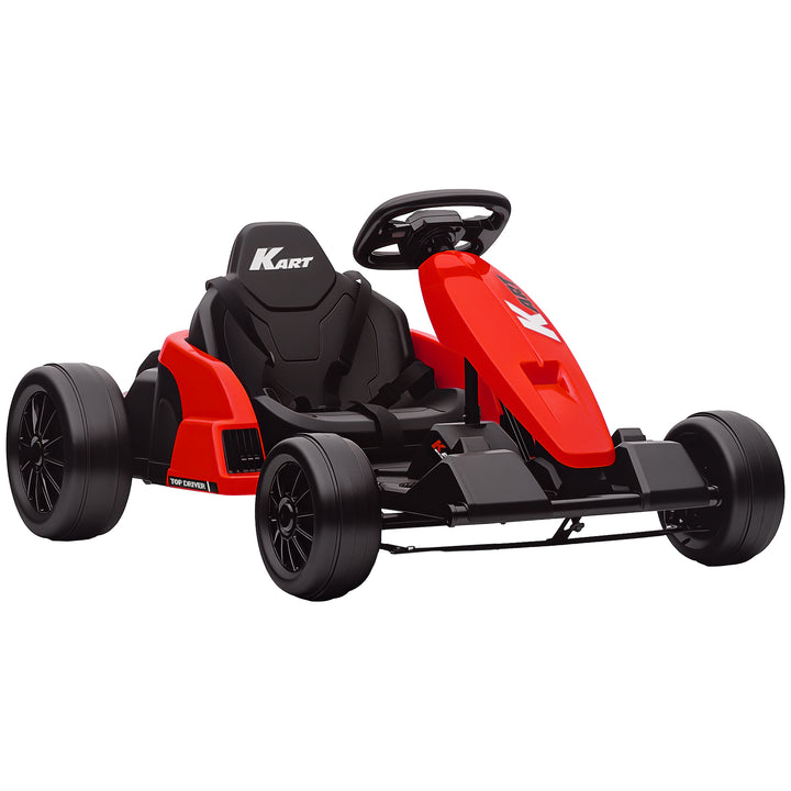 24V Electric Go Kart, Drift Kart with Adjustable Seat, Slow Start, 5-Point Harness, Music, Horn, for 6-12 Years