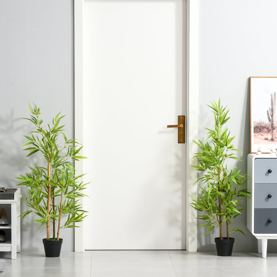 Artificial Ficus Tree, with Weighted Plant Pot - Green
