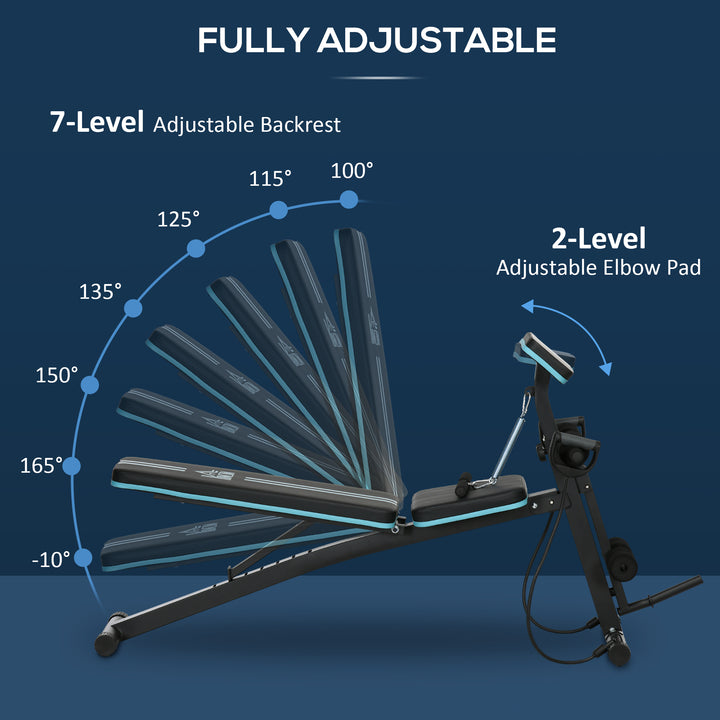 Foldable Weight Bench, Adjustable Strength Training Sit Up Ab Bench, Incline/Decline, Blue
