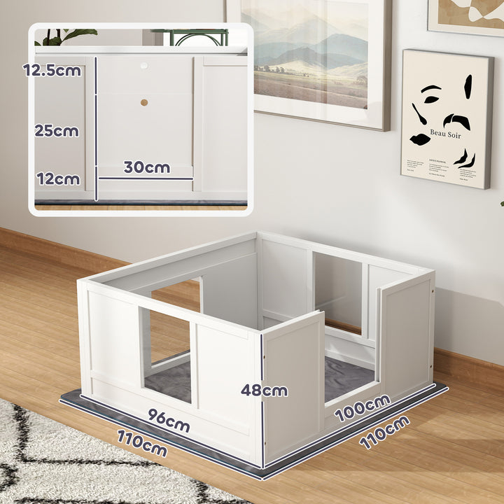 Whelping Box for Dogs with Whelping Pad, Adjustable Entrance, Non-slip Foot Pads, for Medium Dogs, 100 x 96cm