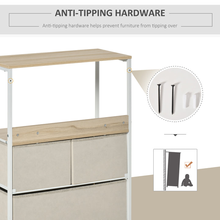 MCL 3 Drawer Storage Chest Unit Home Cabinet w/ Shelves Home Living Room Bedroom Entryway Living Furniture, Light Grey