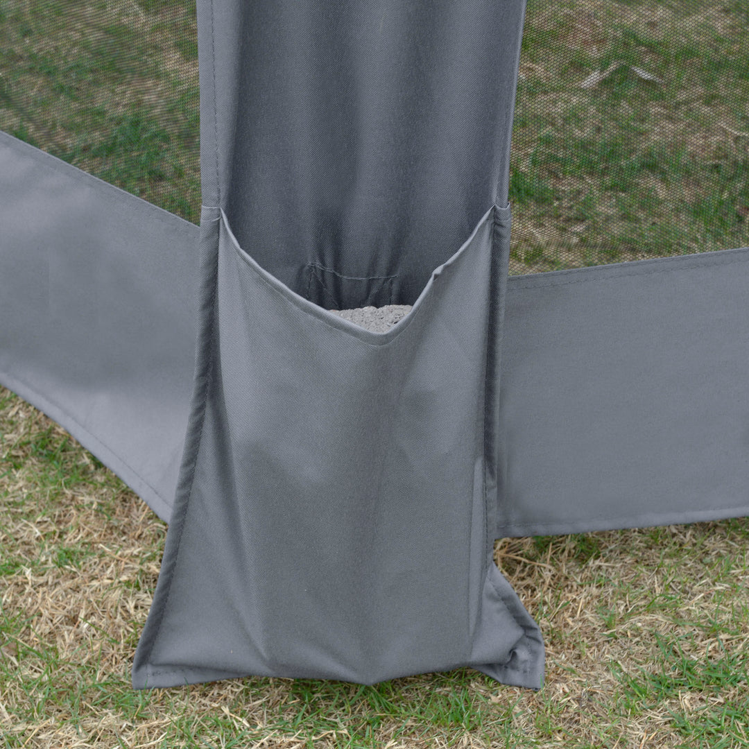 3.8m x 3.2m Pop Up Gazebo Hexagonal Canopy Tent Outdoor Sun Protection with 6 Mesh Sidewalls, Hand Bag, Grey