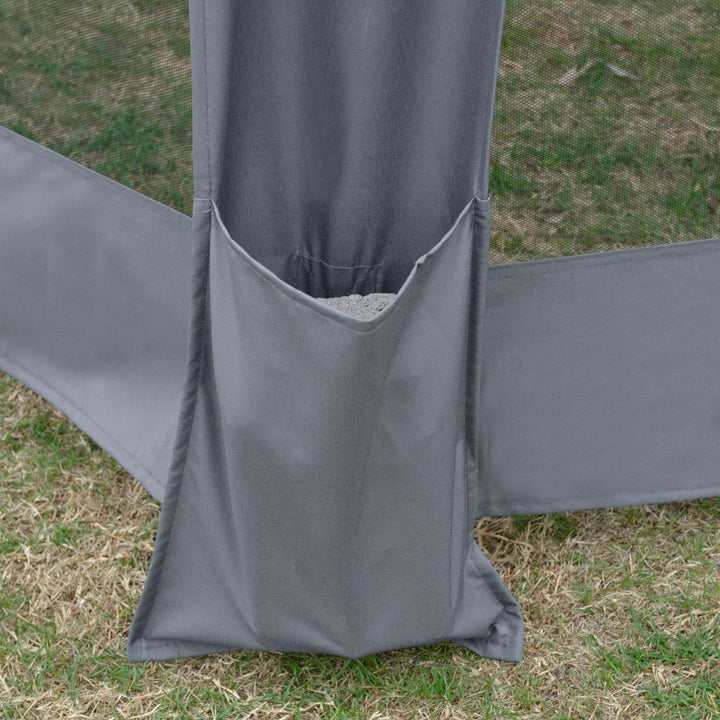 3.8m x 3.2m Pop Up Gazebo Hexagonal Canopy Tent Outdoor Sun Protection with 6 Mesh Sidewalls, Hand Bag, Grey