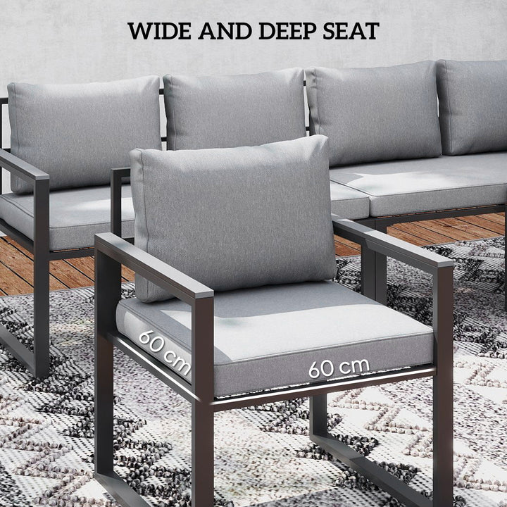 Six Piece L Shaped Garden Furniture Set with 3 Loveseats - Grey