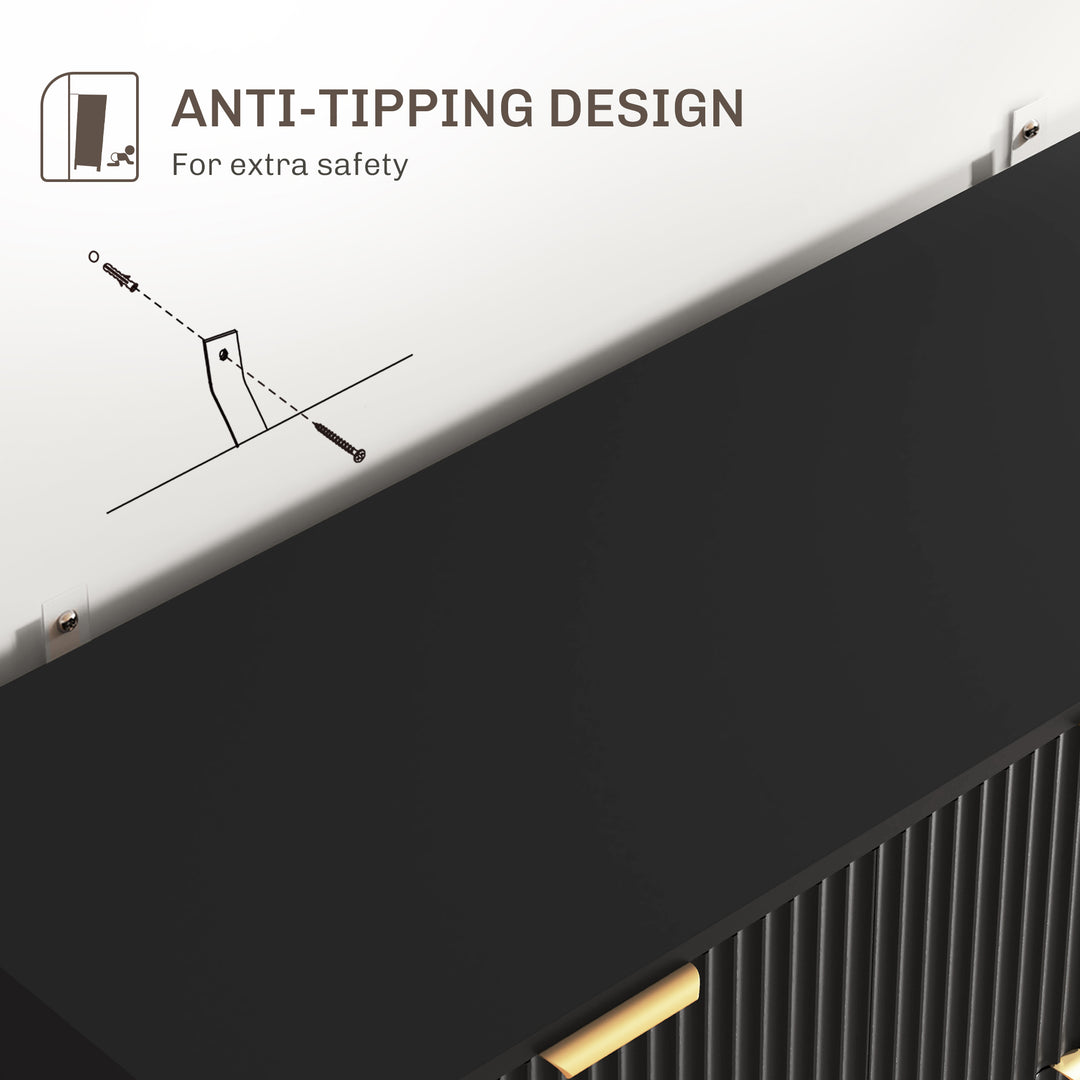 MCL 2-Door Sideboard with 3 Drawers and Adjustable Shelves - Black