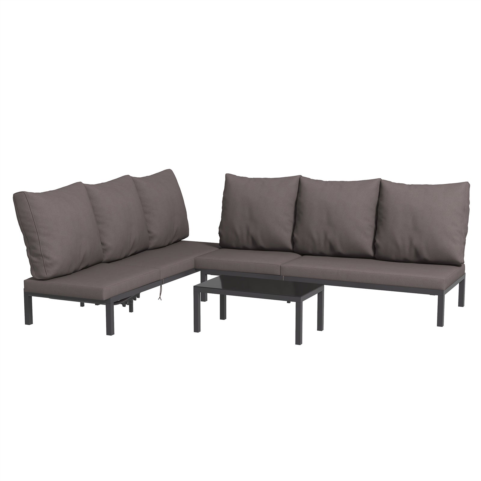 Three-Piece Aluminium Lounger Set, with Reclining Backs