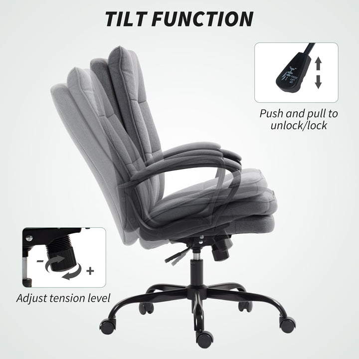 HOMCOM Double Padded Linen-Look Office Chair - Charcoal Grey