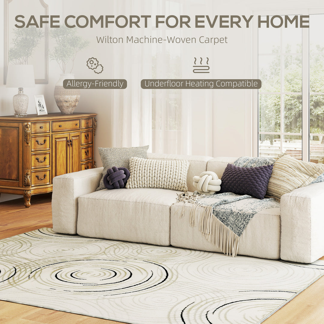 Modern Area Rug, Swirl Pattern Machine Washable Rug, Allergy-Friendly Floor Carpet for Living Room, Bedroom, Dining Room, Home Office, 230 x 160 cm, Cream White