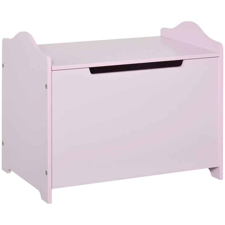 HOMCOM Children's Wooden Toy Box, Playroom Storage Chest with Safety Hinge, 60 x 40 x 48 cm, Pink | Aosom UK