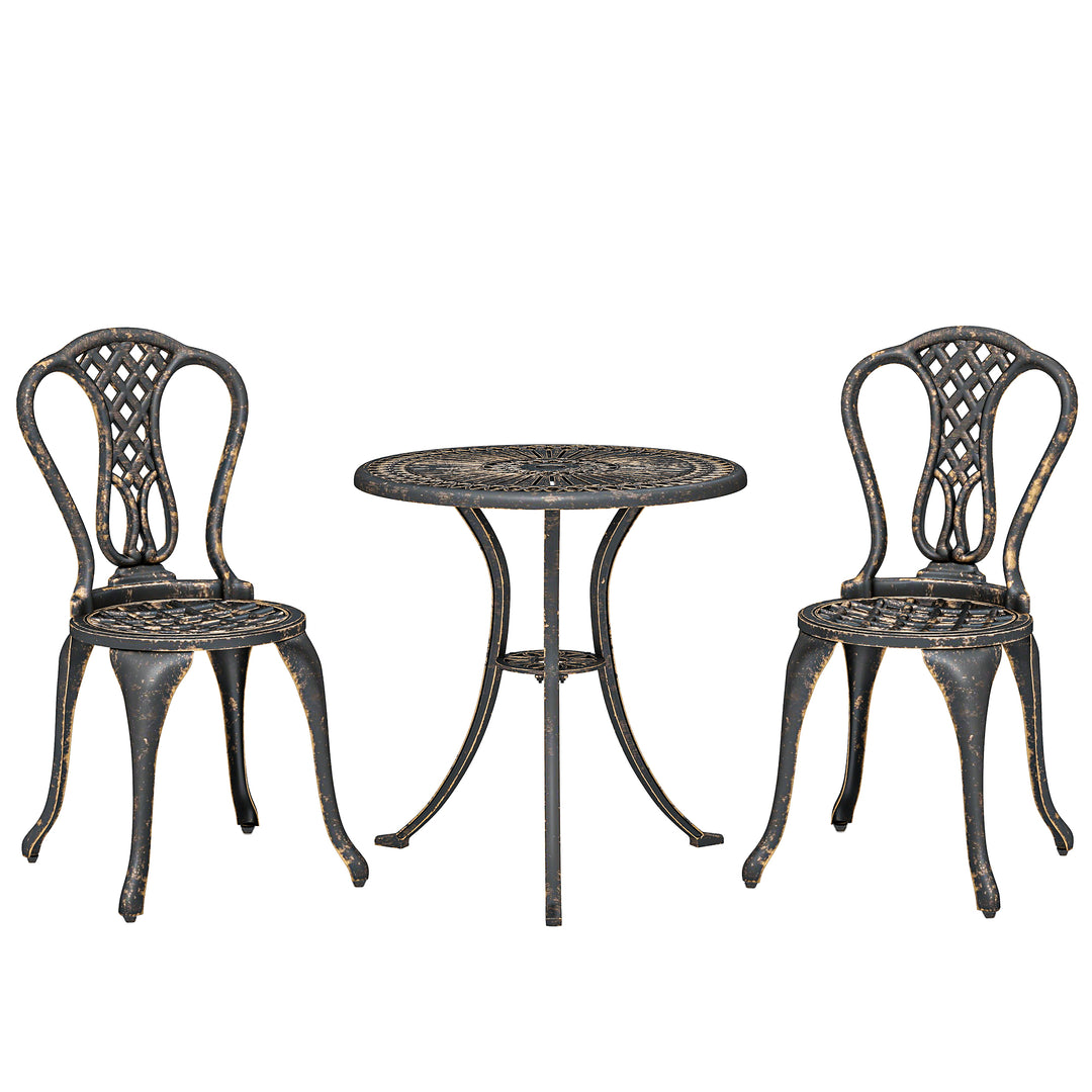 Outdoor Bistro Set for 2 Cast Aluminium Patio Furniture with Round Tab