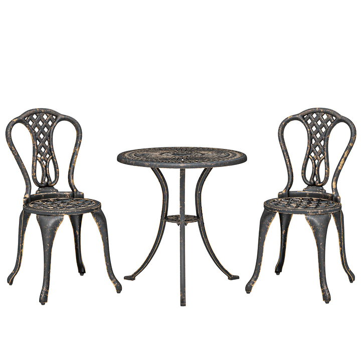 Outdoor Bistro Set for 2 Cast Aluminium Patio Furniture with Round Tab
