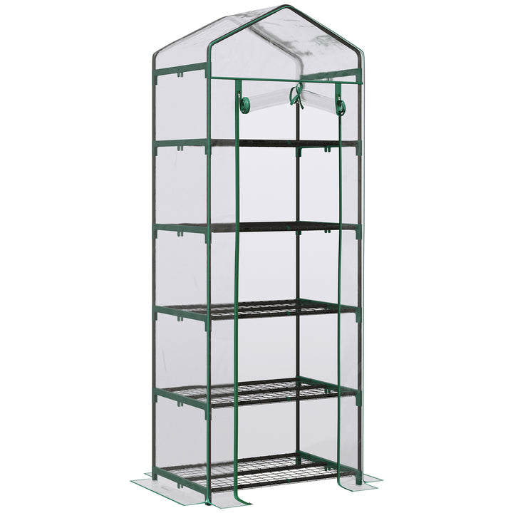 Outsunny Tiered Terrarium: 5-Tier Portable Greenhouse with PVC Cover, Metal Frame for Flourishing Flowers, Transparent Elegance | Aosom UK