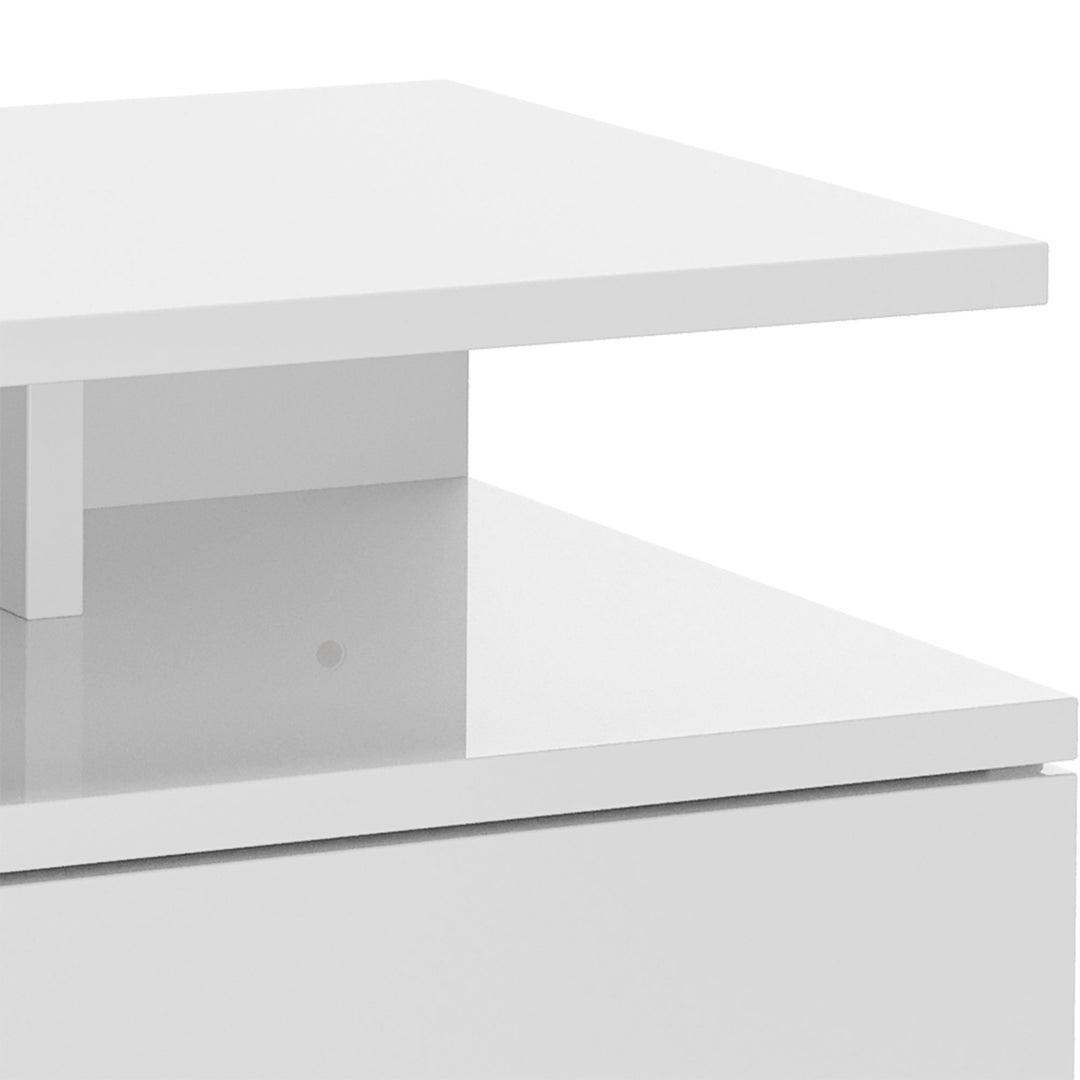 Set of Two Floating High Gloss Bedside Tables - White