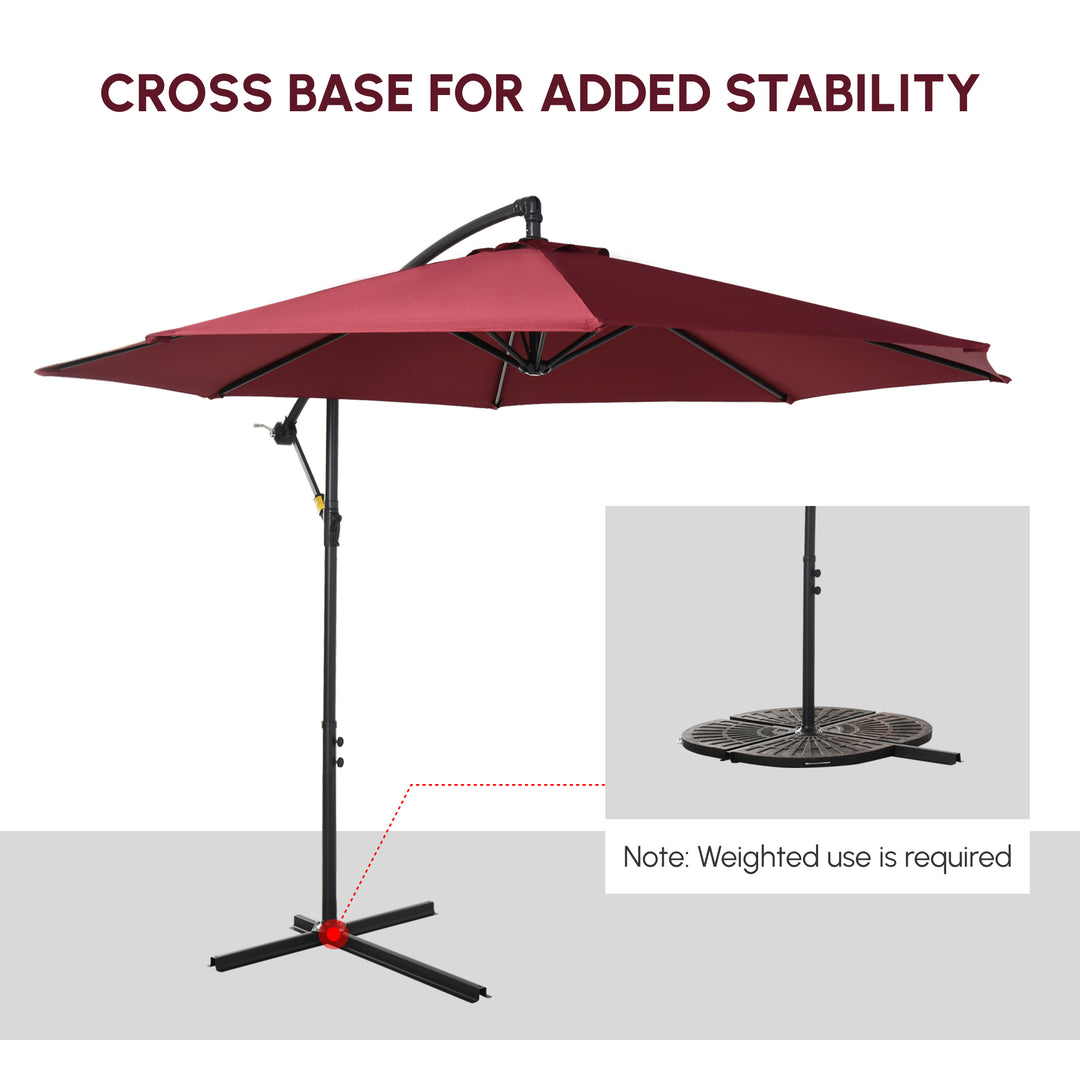 Cantilever Umbrella Parasol Hanging Banana Steel Dark Green 3M Patio Wine Red