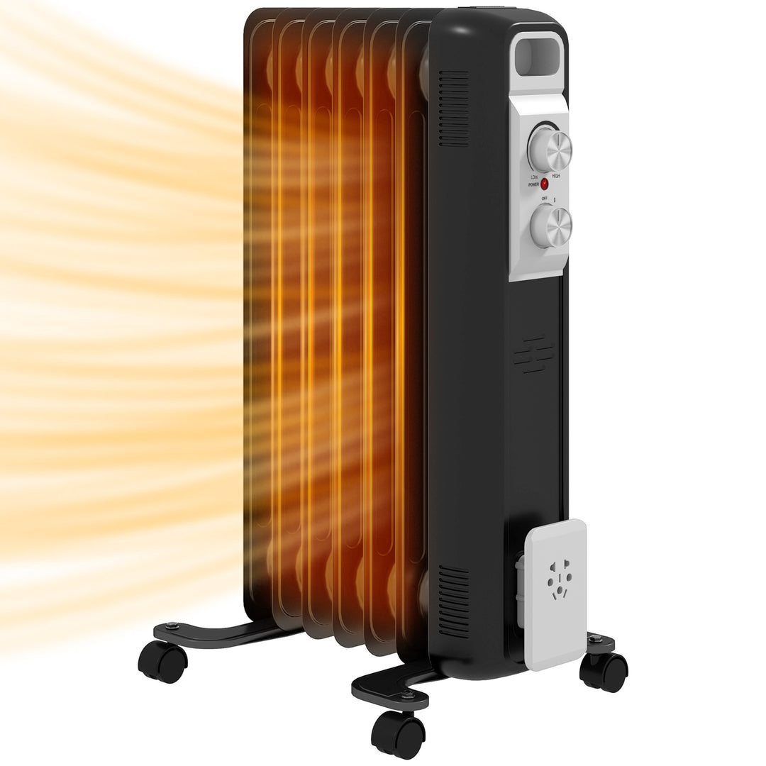 1.5kW Seven Fin Oil-Filled Radiator - Black