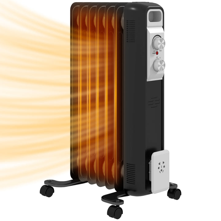 1.5kW Seven Fin Oil-Filled Radiator - Black